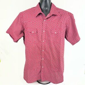 Wrangler Pearl Snap Button Men's Red Patterned Shirt western